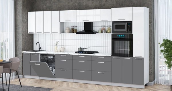 Кухонный гарнитур Интерлиния Мила Gloss 3.9-ПМ1