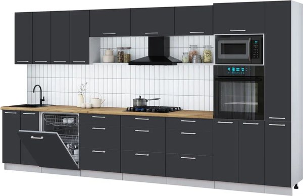 Кухонный гарнитур Интерлиния Мила Gloss 3.9-ПМ1 - фото