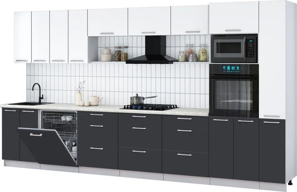 Кухонный гарнитур Интерлиния Мила Gloss 3.9-ПМ1 - фото