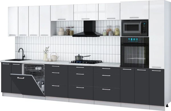 Кухонный гарнитур Интерлиния Мила Gloss 3.9-ПМ1 - фото