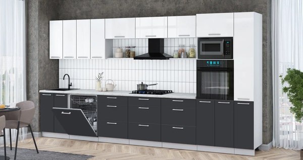 Кухонный гарнитур Интерлиния Мила Gloss 3.9-ПМ1