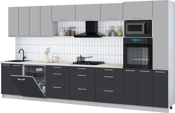 Кухонный гарнитур Интерлиния Мила Gloss 3.9-ПМ1 - фото