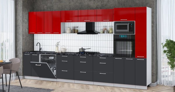 Кухонный гарнитур Интерлиния Мила Gloss 3.9-ПМ1