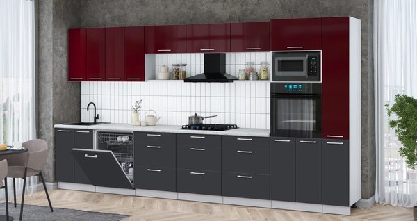 Кухонный гарнитур Интерлиния Мила Gloss 3.9-ПМ1