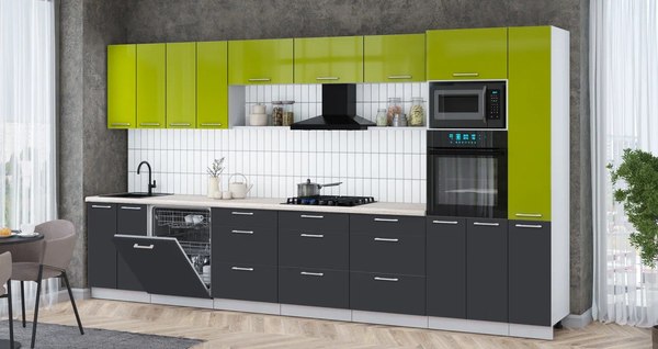 Кухонный гарнитур Интерлиния Мила Gloss 3.9-ПМ1