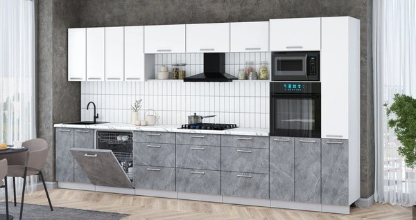 Кухонный гарнитур Интерлиния Мила Gloss 3.9-ПМ1