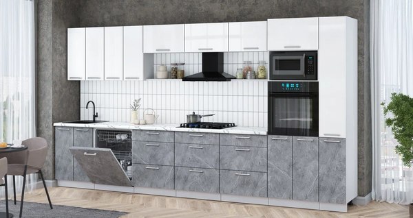 Кухонный гарнитур Интерлиния Мила Gloss 3.9-ПМ1