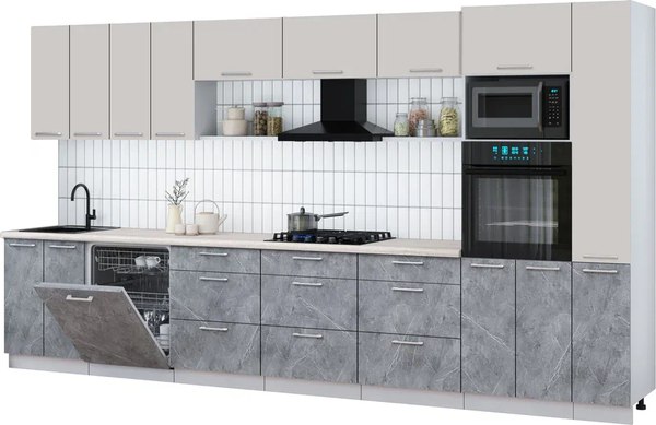 Кухонный гарнитур Интерлиния Мила Gloss 3.9-ПМ1 - фото