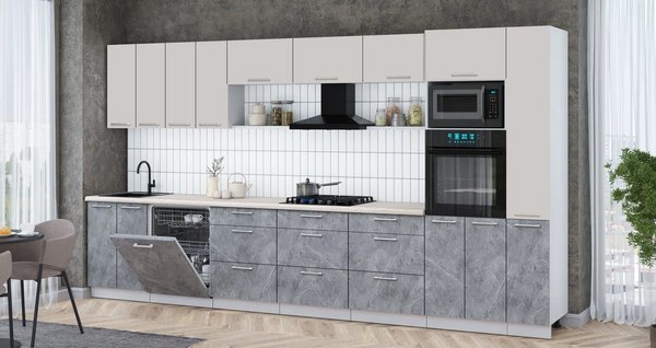 Кухонный гарнитур Интерлиния Мила Gloss 3.9-ПМ1