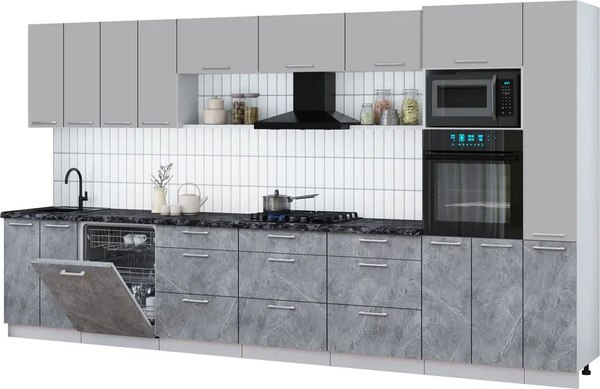 Кухонный гарнитур Интерлиния Мила Gloss 3.9-ПМ1 - фото