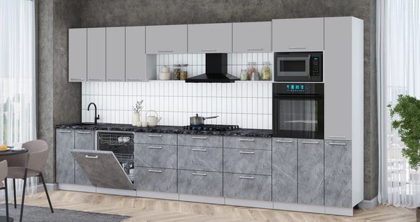 Кухонный гарнитур Интерлиния Мила Gloss 3.9-ПМ1