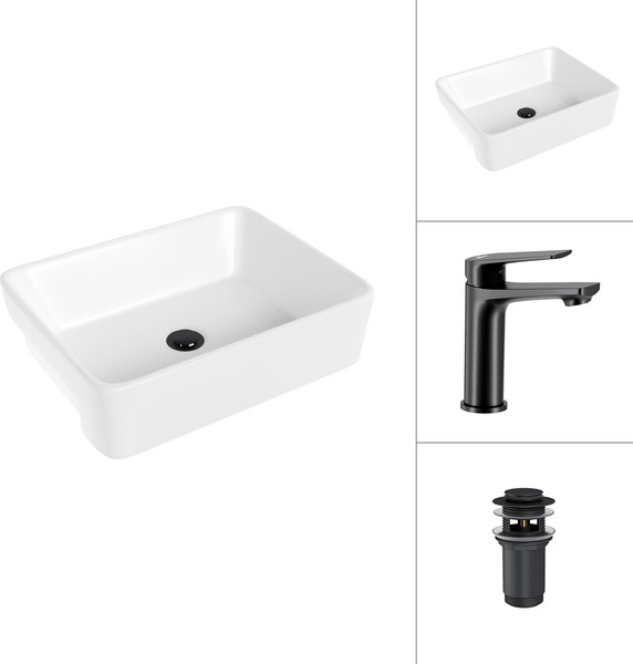 Умывальник со смесителем Lauter 21675 + Sky 21СК533BS с донным клапаном 21190B - фото