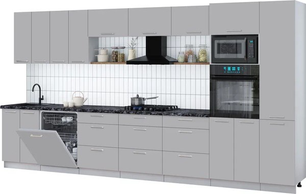 Кухонный гарнитур Интерлиния Мила Gloss 4.0-ПМ1 - фото
