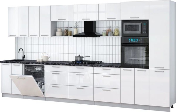 Кухонный гарнитур Интерлиния Мила Gloss 4.0-ПМ1 - фото