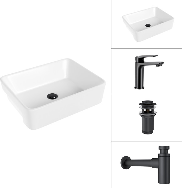 Умывальник со смесителем Lauter 21675 + Sky 21СК533BS + сифон 21635B + донный клапан 21190B - фото