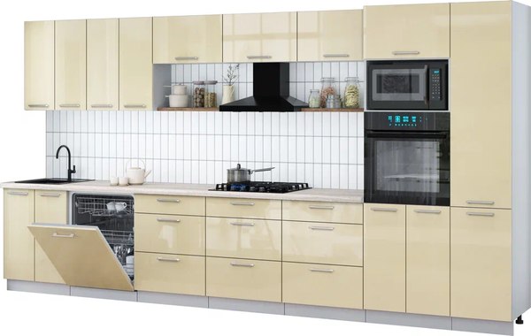 Кухонный гарнитур Интерлиния Мила Gloss 4.0-ПМ1 - фото