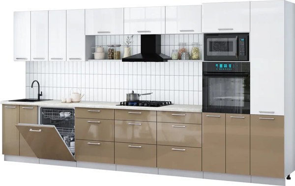 Кухонный гарнитур Интерлиния Мила Gloss 4.0-ПМ1 - фото