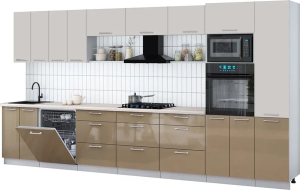 Кухонный гарнитур Интерлиния Мила Gloss 4.0-ПМ1 - фото