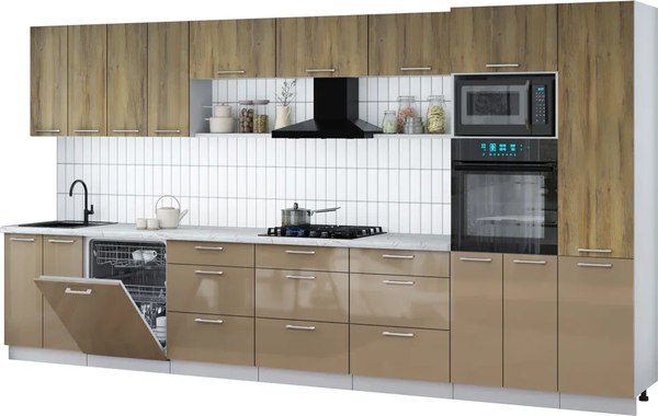 Кухонный гарнитур Интерлиния Мила Gloss 4.0-ПМ1 - фото