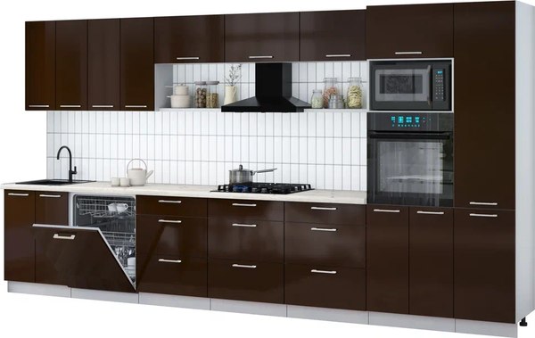 Кухонный гарнитур Интерлиния Мила Gloss 4.0-ПМ1 - фото