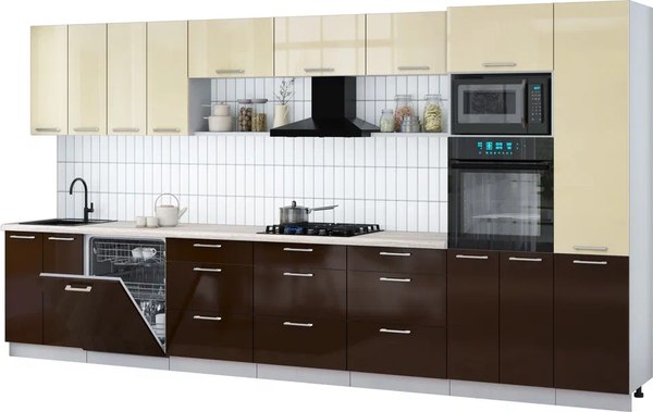 Кухонный гарнитур Интерлиния Мила Gloss 4.0-ПМ1 - фото