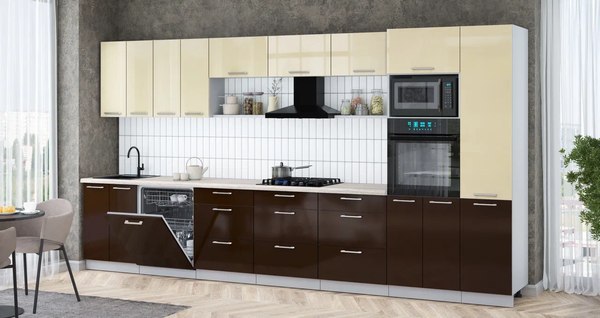 Кухонный гарнитур Интерлиния Мила Gloss 4.0-ПМ1