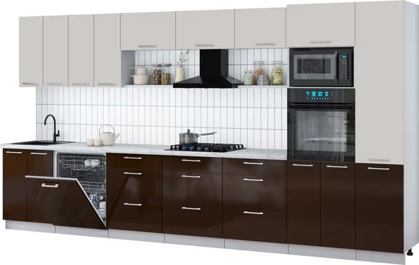 Кухонный гарнитур Интерлиния Мила Gloss 4.0-ПМ1 - фото