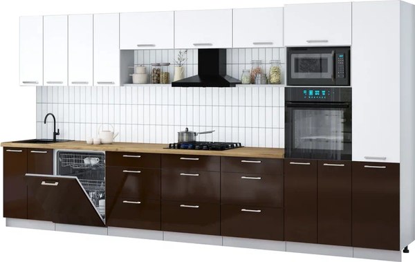 Кухонный гарнитур Интерлиния Мила Gloss 4.0-ПМ1 - фото