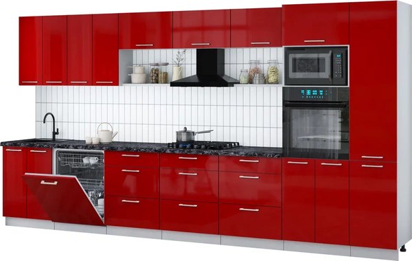 Кухонный гарнитур Интерлиния Мила Gloss 4.0-ПМ1 - фото