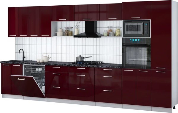 Кухонный гарнитур Интерлиния Мила Gloss 4.0-ПМ1 - фото