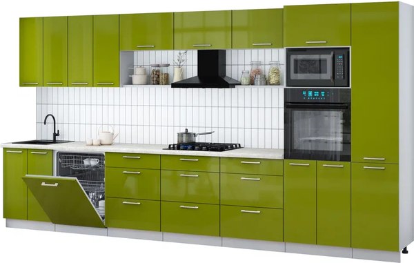 Кухонный гарнитур Интерлиния Мила Gloss 4.0-ПМ1 - фото