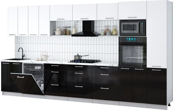 Кухонный гарнитур Интерлиния Мила Gloss 4.0-ПМ1 - фото