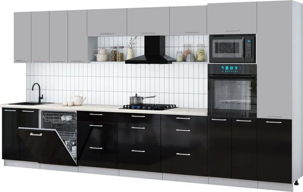 Кухонный гарнитур Интерлиния Мила Gloss 4.0-ПМ1 - фото