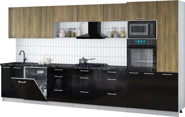 Кухонный гарнитур Интерлиния Мила Gloss 4.0-ПМ1 - фото