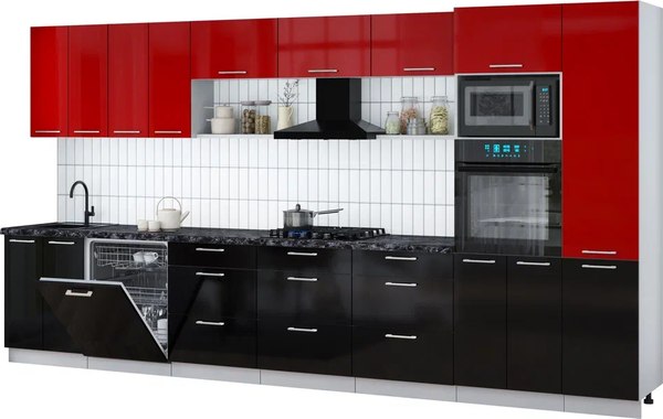 Кухонный гарнитур Интерлиния Мила Gloss 4.0-ПМ1 - фото