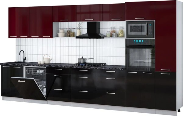 Кухонный гарнитур Интерлиния Мила Gloss 4.0-ПМ1 - фото