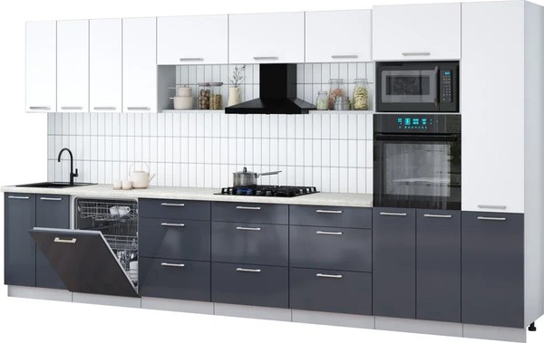 Кухонный гарнитур Интерлиния Мила Gloss 4.0-ПМ1 - фото