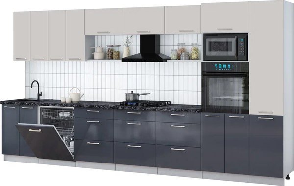 Кухонный гарнитур Интерлиния Мила Gloss 4.0-ПМ1 - фото