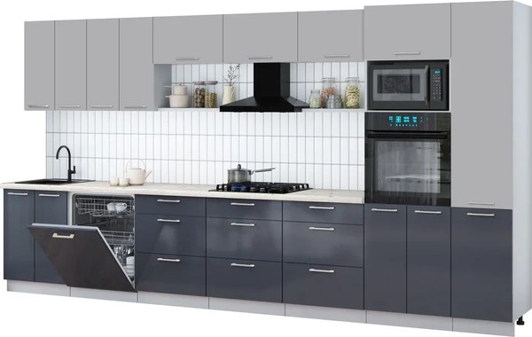 Кухонный гарнитур Интерлиния Мила Gloss 4.0-ПМ1 - фото