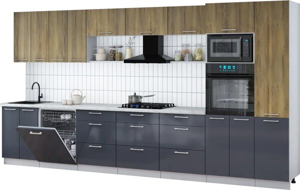 Кухонный гарнитур Интерлиния Мила Gloss 4.0-ПМ1 - фото