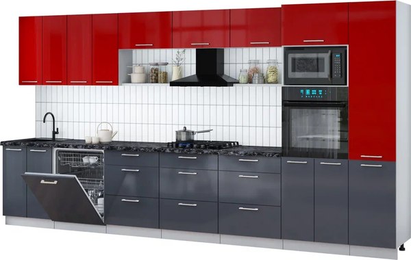 Кухонный гарнитур Интерлиния Мила Gloss 4.0-ПМ1 - фото