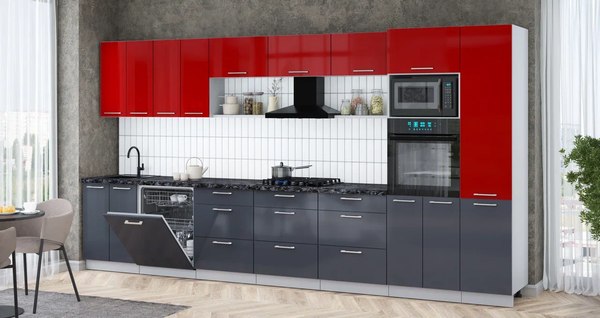 Кухонный гарнитур Интерлиния Мила Gloss 4.0-ПМ1