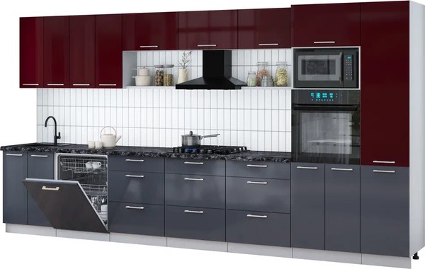 Кухонный гарнитур Интерлиния Мила Gloss 4.0-ПМ1 - фото