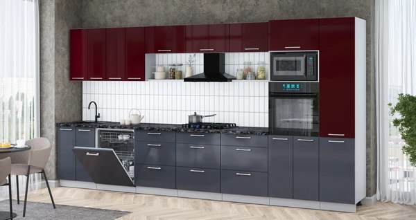 Кухонный гарнитур Интерлиния Мила Gloss 4.0-ПМ1