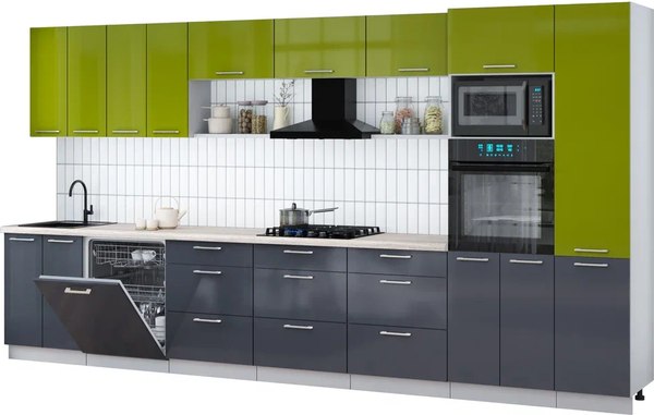 Кухонный гарнитур Интерлиния Мила Gloss 4.0-ПМ1 - фото