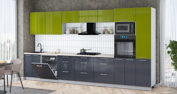 Кухонный гарнитур Интерлиния Мила Gloss 4.0-ПМ1