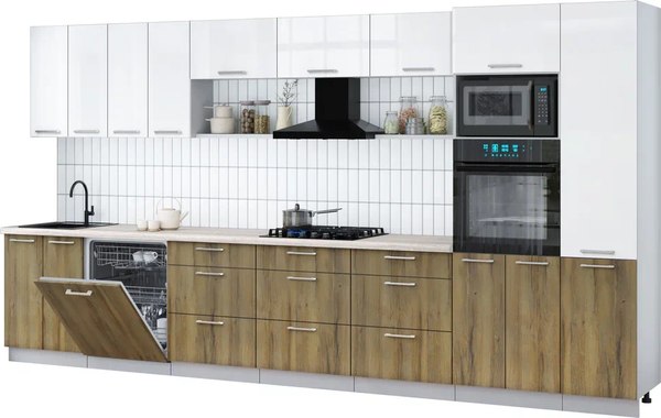 Кухонный гарнитур Интерлиния Мила Gloss 4.0-ПМ1 - фото