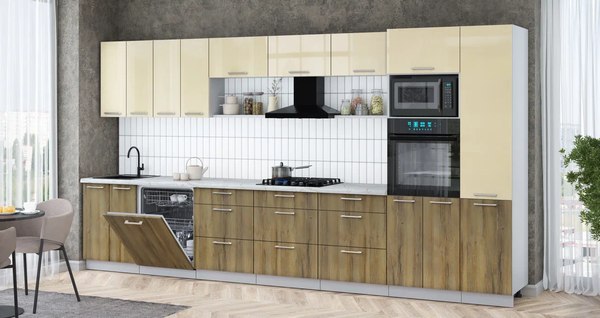 Кухонный гарнитур Интерлиния Мила Gloss 4.0-ПМ1