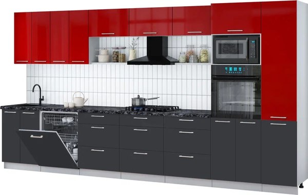 Кухонный гарнитур Интерлиния Мила Gloss 4.0-ПМ1 - фото