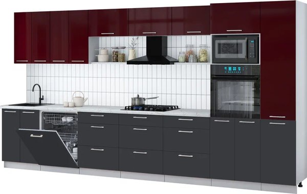 Кухонный гарнитур Интерлиния Мила Gloss 4.0-ПМ1 - фото